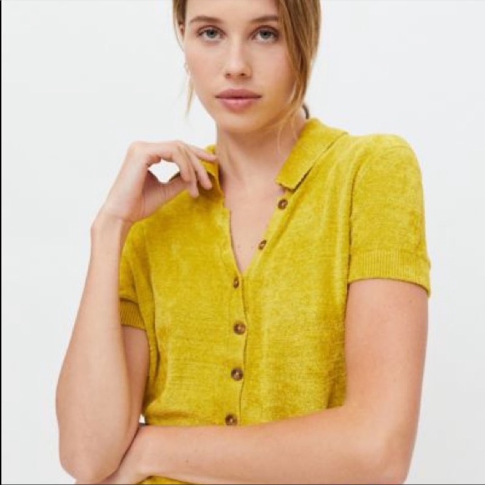 Urban Outfitters Adeline V Neck Cardigan  Short Sleeve Buttondown Sweater Top